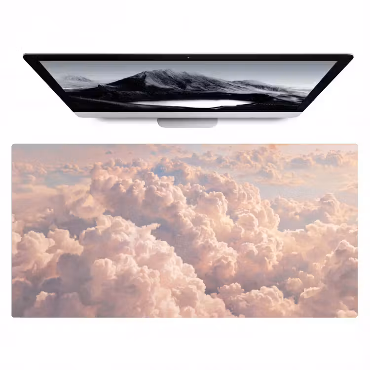Wolken - Zonsondergang - Natuur - Pastel - Roze Muismat XXL klein -zzz3d