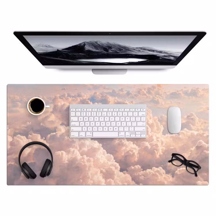 Wolken - Zonsondergang - Natuur - Pastel - Roze Muismat XXL klein -3d