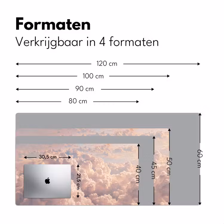 Wolken - Zonsondergang - Natuur - Pastel - Roze Muismat XXL klein -sfeer5