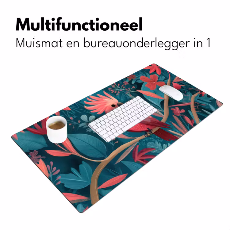 Kaketoe - Tropische bladeren - Tak Muismat XXL klein -sfeer4