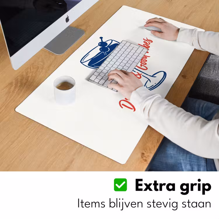 Cocktail - Glas - Illustratie - Blauw - Wit Muismat XXL klein -sfeer3