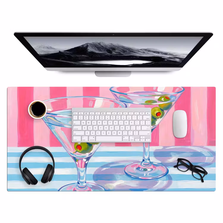 Cocktail - Olijven - Kunst - Modern - Roze Muismat XXL klein -3d