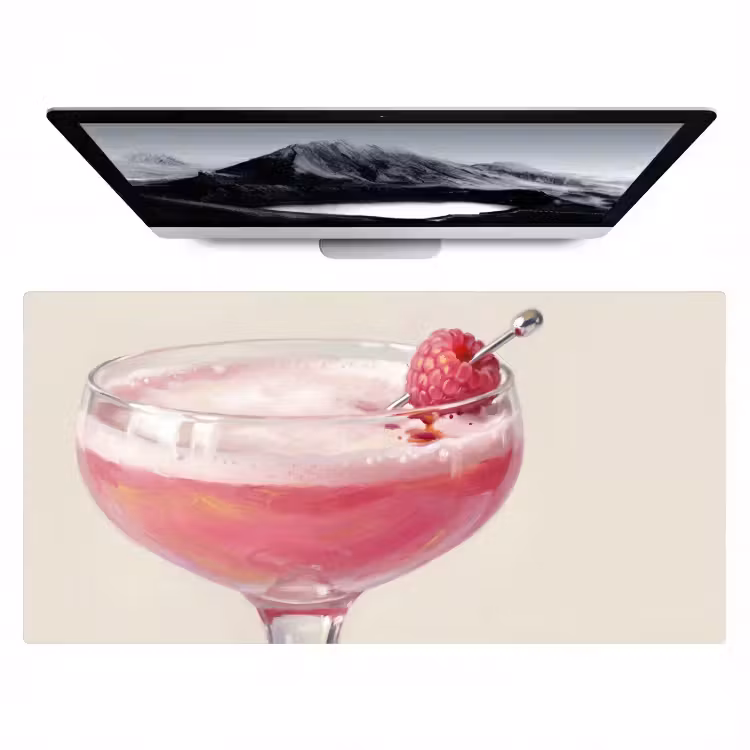 Cocktail - Framboos - Drank - Modern - Roze Muismat XXL klein -zzz3d