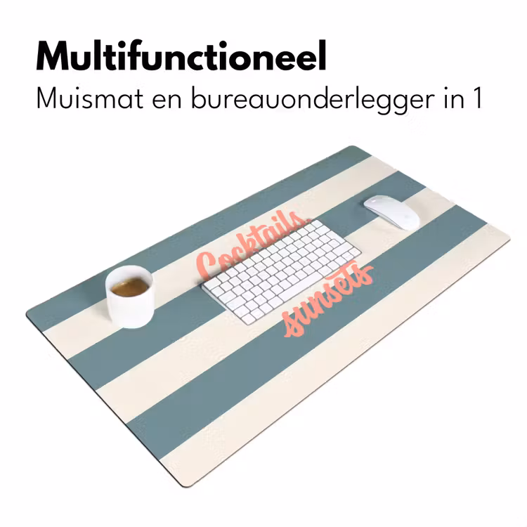 Cocktails - Strepen - Blauw - Koraal Muismat XXL klein -sfeer4