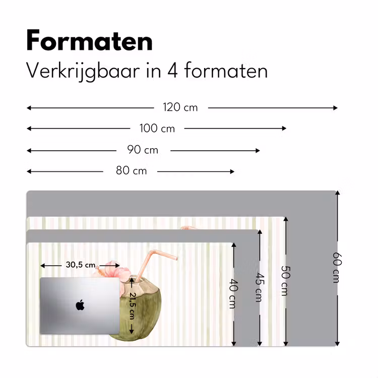 Kokosnoot - Drank - Tropisch - Illustratie - Zomer Muismat XXL klein -sfeer5