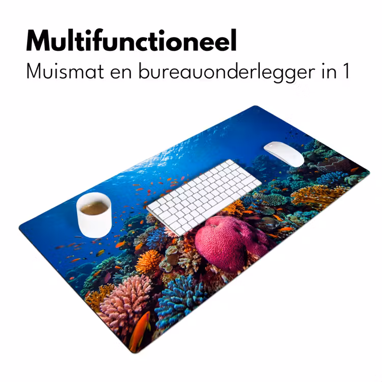 Koraal - Vissen - Oceaan - Natuur - Kleurrijk Muismat XXL klein -sfeer4