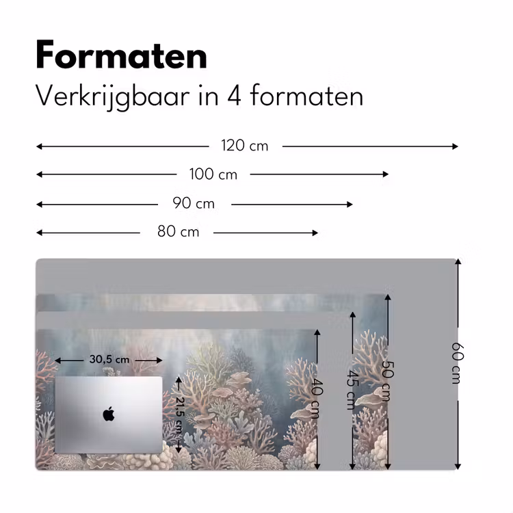 Koraal - Zeeleven - Onderwater - Illustratie - Natuur Muismat XXL klein -sfeer5