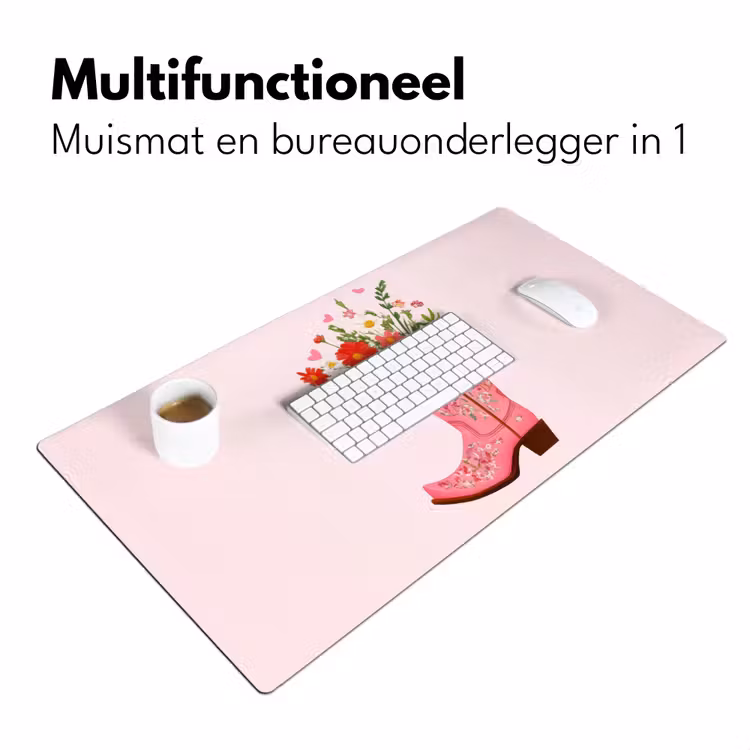 Cowboylaarzen - Roze - Boeket - Bloemen Muismat XXL klein -sfeer4