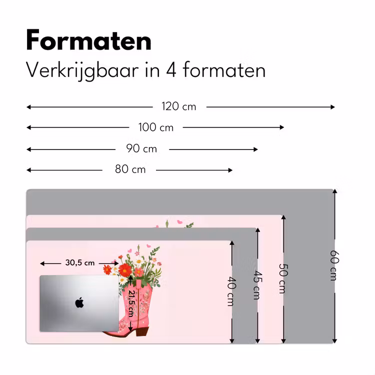 Cowboylaarzen - Roze - Boeket - Bloemen Muismat XXL klein -sfeer5