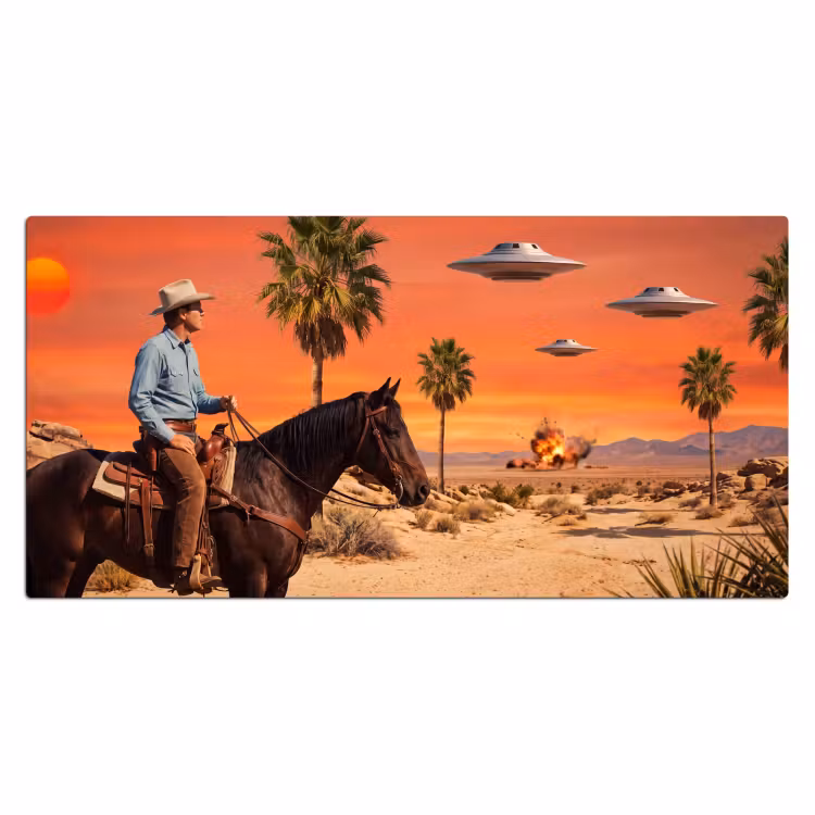 Desk Mat - Cowboy - Horse - Desert - Cowboy - Paard - Woestijn Muismat XXL klein