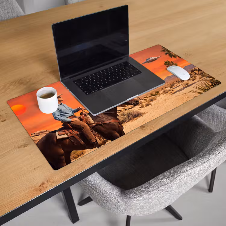 Desk Mat - Cowboy - Horse - Desert - Cowboy - Paard - Woestijn Muismat XXL klein
