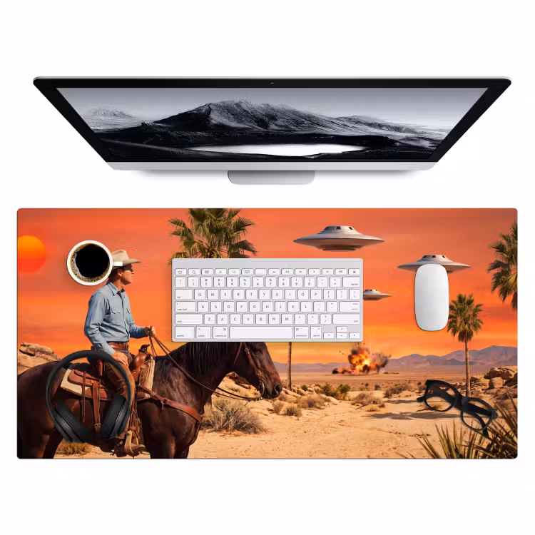 Desk Mat - Cowboy - Horse - Desert - Cowboy - Paard - Woestijn Muismat XXL klein