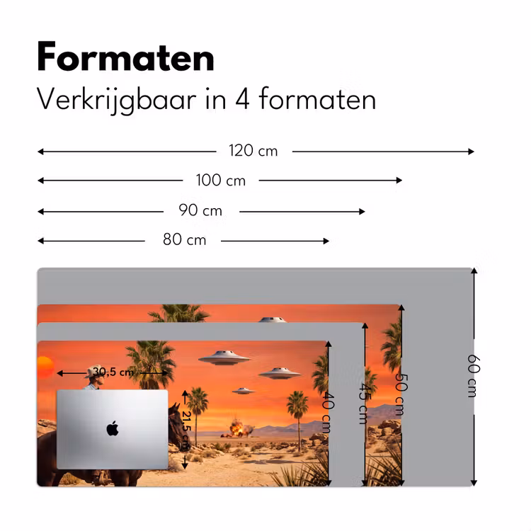 Desk Mat - Cowboy - Horse - Desert - Cowboy - Paard - Woestijn Muismat XXL klein