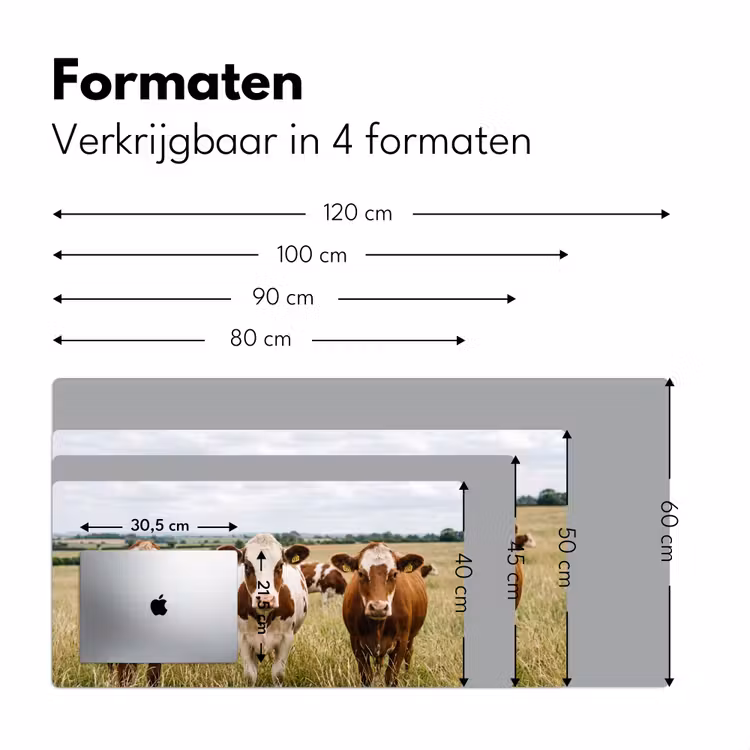 Koeien - Portret - Weide - Boerderij - Nieuwsgierig Muismat XXL klein -sfeer5