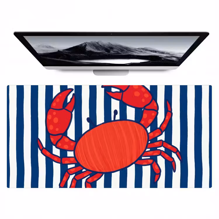 Krab - Strepen - Zeeleven - Illustratie - Rood Muismat XXL klein -zzz3d