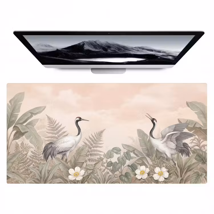 Kraanvogels - Natuur - Roze Muismat XXL klein -zzz3d