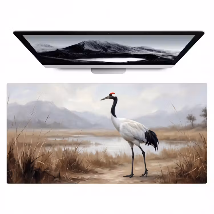 Kraanvogel - Natuur - Realistisch Muismat XXL klein -zzz3d