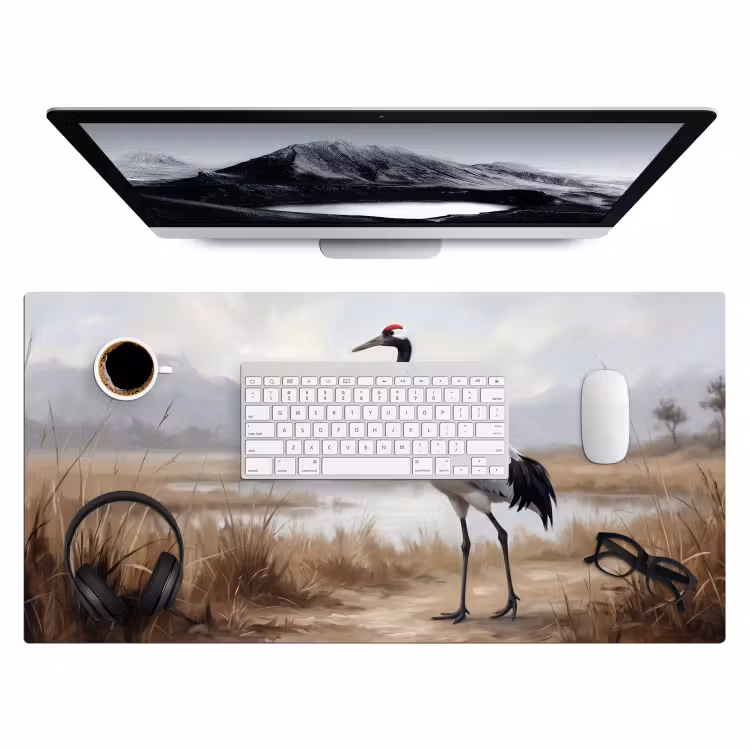 Kraanvogel - Natuur - Realistisch Muismat XXL klein -3d
