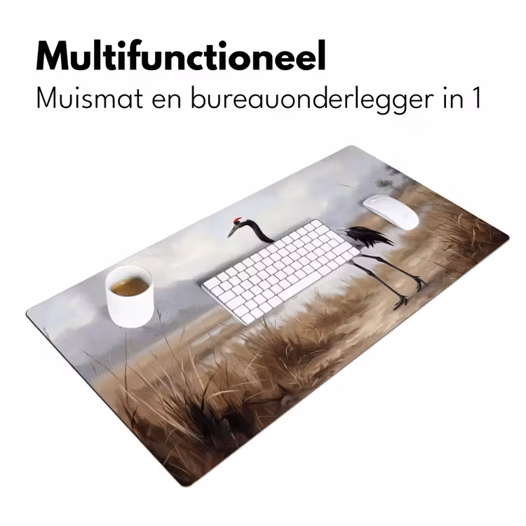 Kraanvogel - Natuur - Realistisch Muismat XXL klein -sfeer4