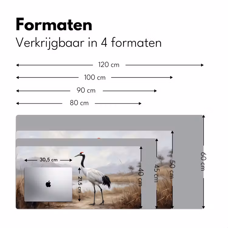 Kraanvogel - Natuur - Realistisch Muismat XXL klein -sfeer5