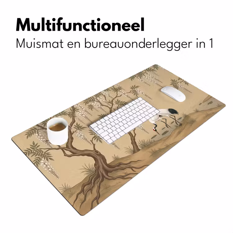 Kraanvogels - Water - Beige Muismat XXL klein -sfeer4