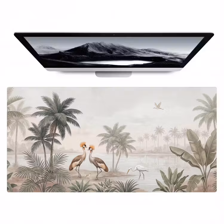 Kraanvogels - Palmbomen - Tropisch Muismat XXL klein -zzz3d
