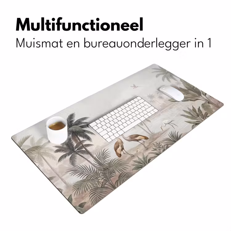 Kraanvogels - Palmbomen - Tropisch Muismat XXL klein -sfeer4