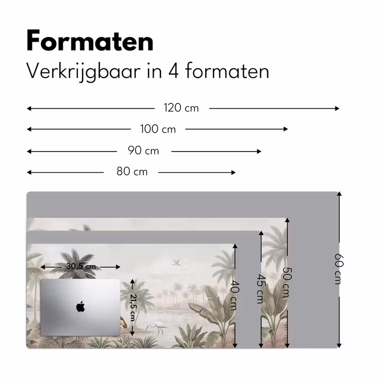Kraanvogels - Palmbomen - Tropisch Muismat XXL klein -sfeer5