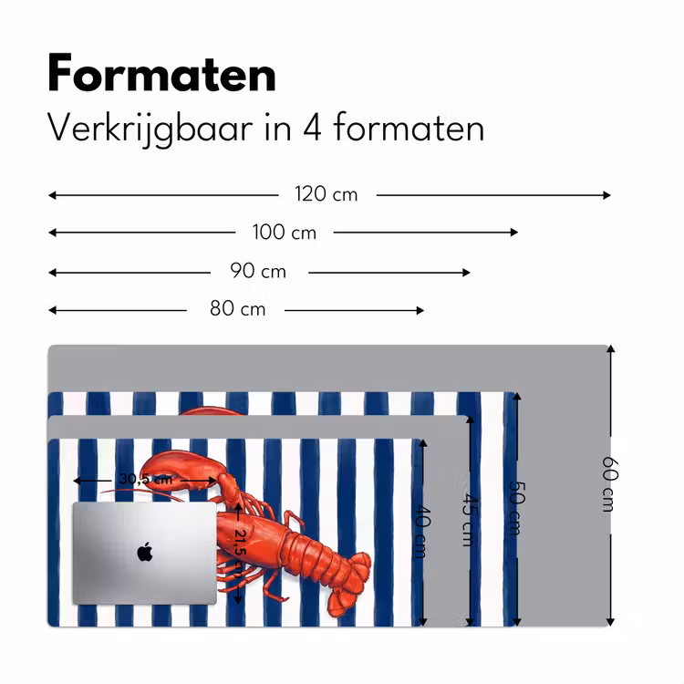 Schaaldier - Kreeft - Marine - Illustratie - Rood Muismat XXL klein -sfeer5