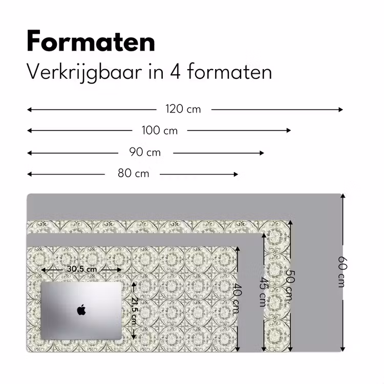 Krulornament - Tegel - Groen Muismat XXL klein 681 -sfeer5