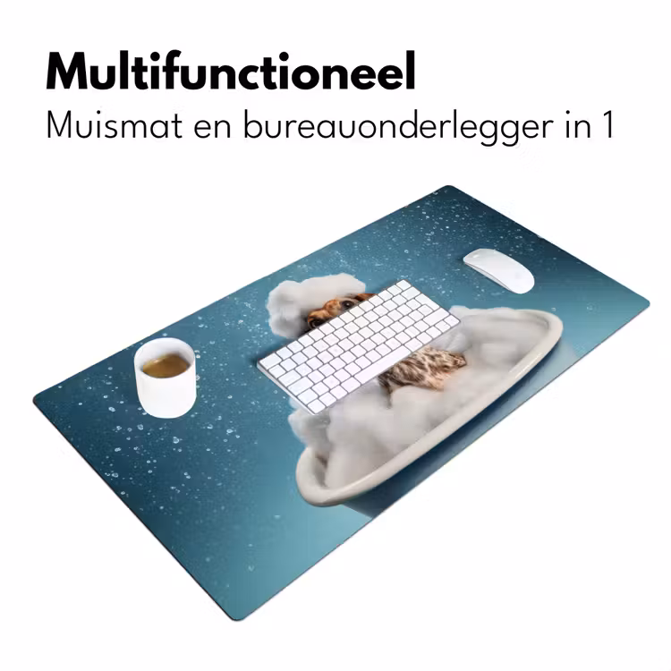 Teckel - Bad - Schuim - Waterdruppels Muismat XXL klein -sfeer4