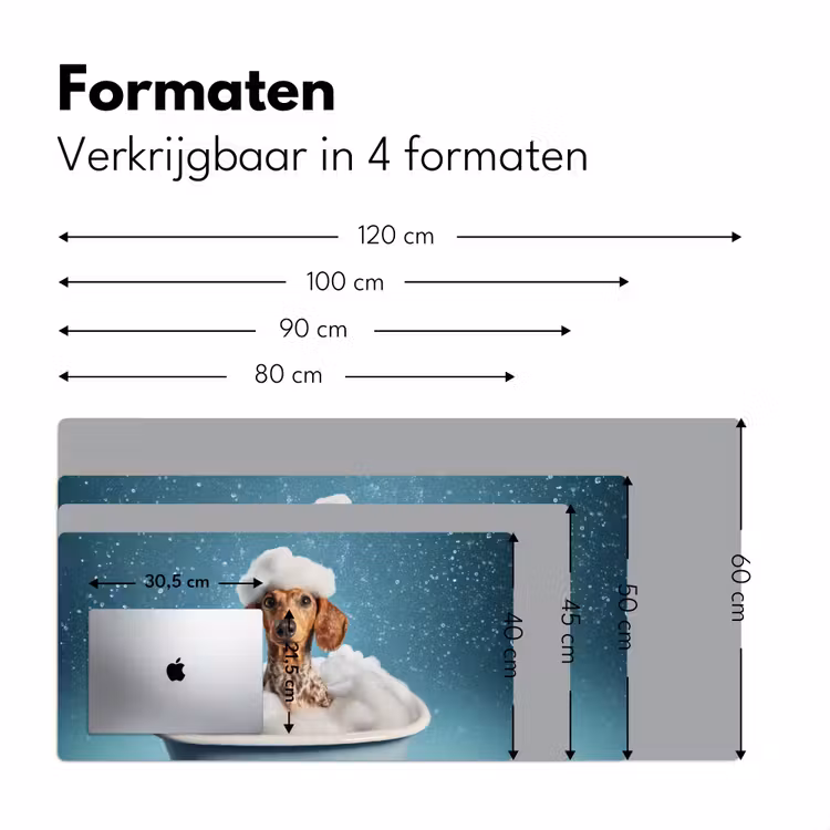Teckel - Bad - Schuim - Waterdruppels Muismat XXL klein -sfeer5