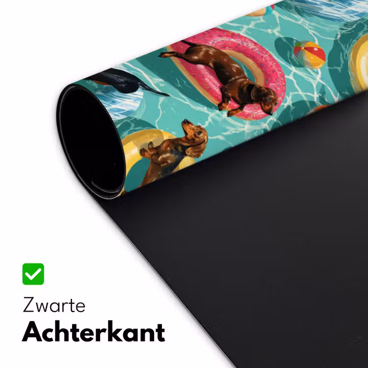 Teckels - Zwembad - Kleurrijk Muismat XXL klein 681 -sfeer2