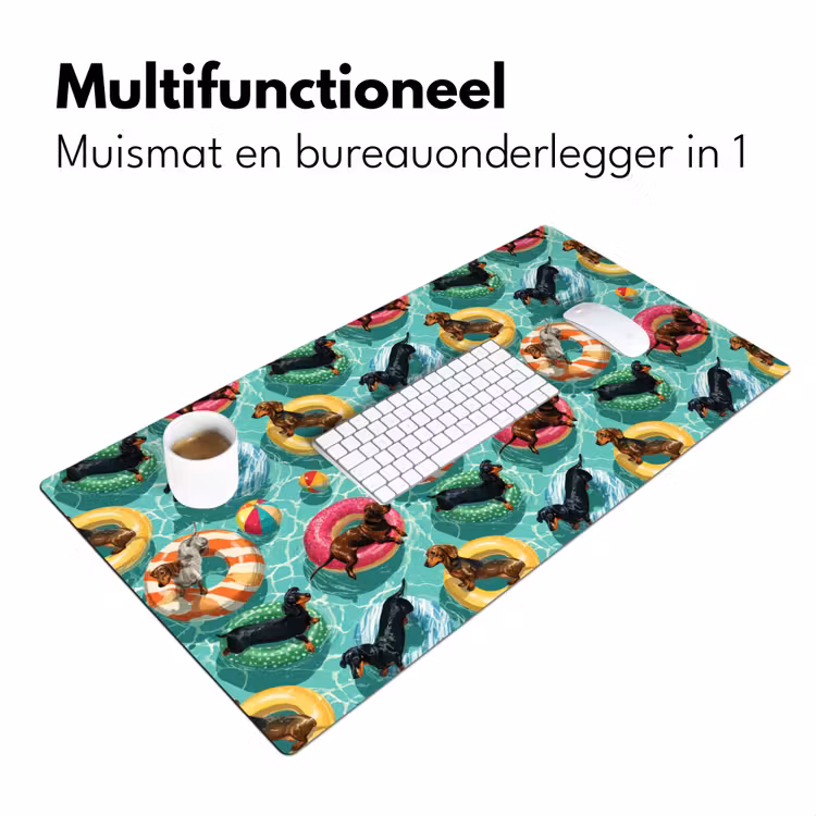Teckels - Zwembad - Kleurrijk Muismat XXL klein 681 -sfeer4