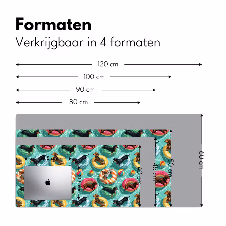 Teckels - Zwembad - Kleurrijk Muismat XXL klein 681 -sfeer5