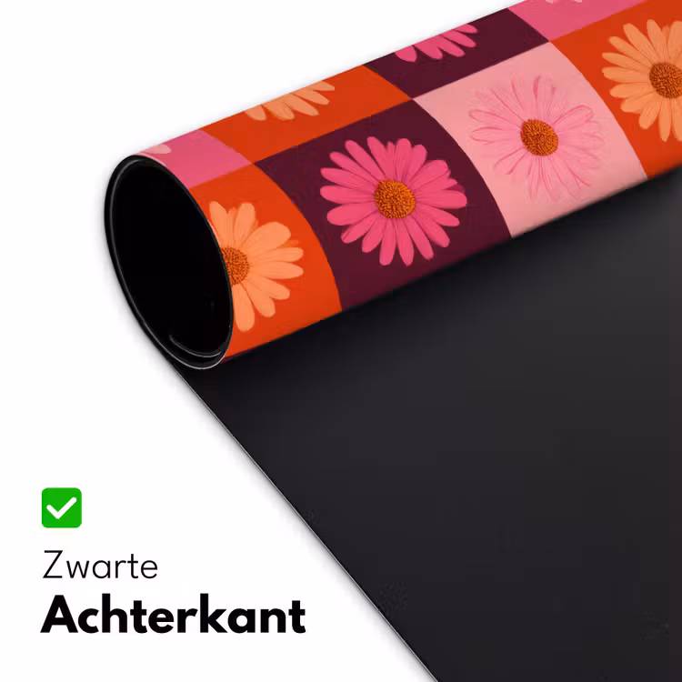 Madeliefjes - Dambord - Retro - Roze - Oranje Muismat XXL klein 681 -sfeer2