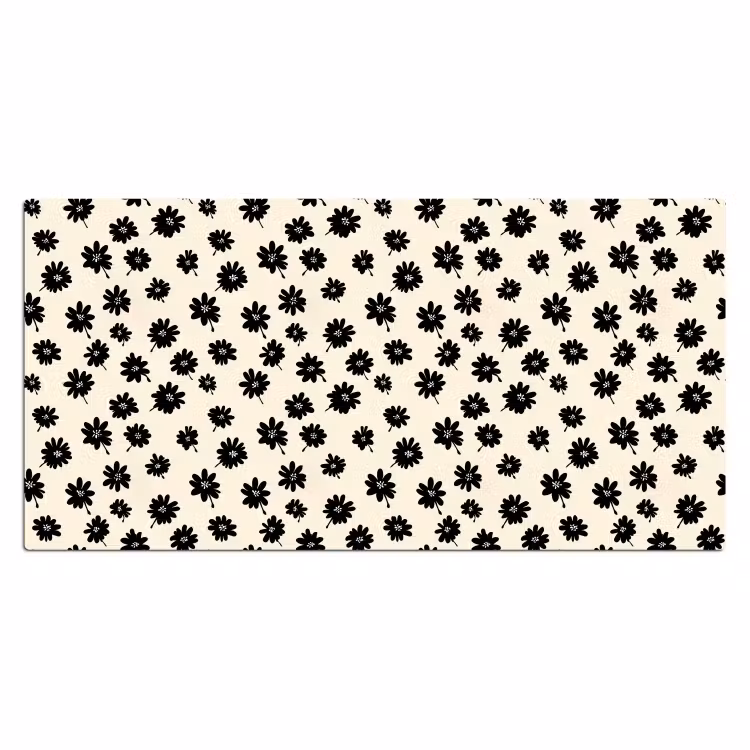 Madeliefjes - Grafisch - Zwart - Beige Muismat XXL klein 681 -3d_leeg