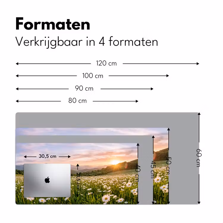 Madelief - Veld - Heuvels - Groen Muismat XXL klein -sfeer5