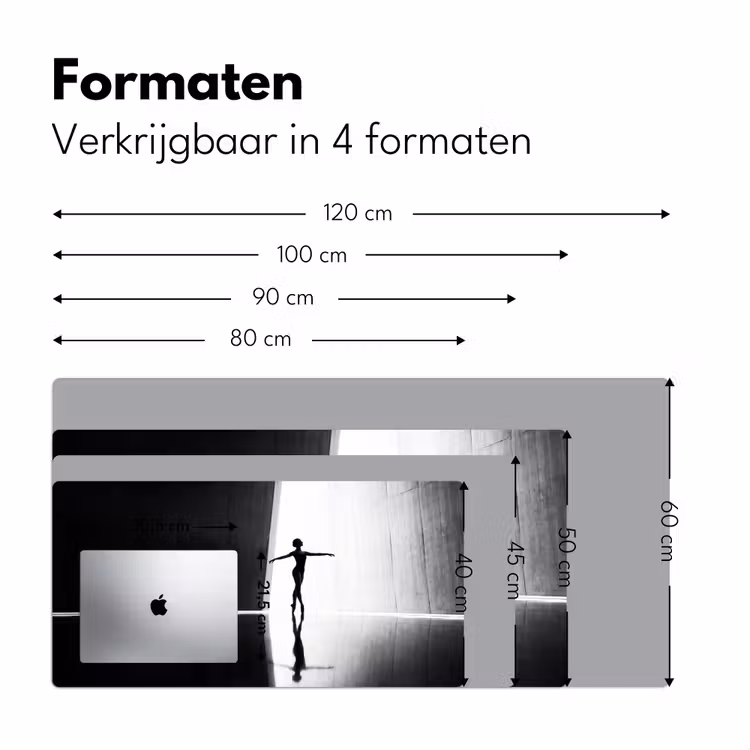 Danser - Silhouette - Kunst - Modern - Zwart-wit Muismat XXL klein -sfeer5