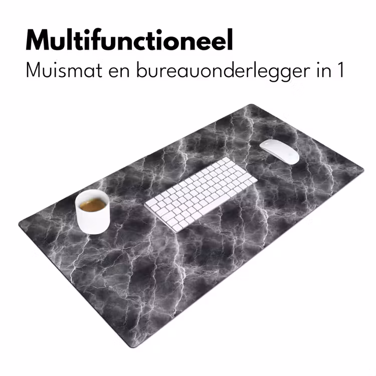 Donkergrijs - Bliksem - Marmer Muismat XXL klein 681 -sfeer4