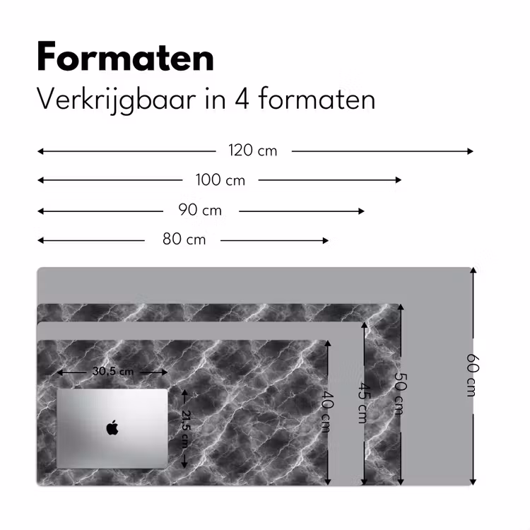 Donkergrijs - Bliksem - Marmer Muismat XXL klein 681 -sfeer5