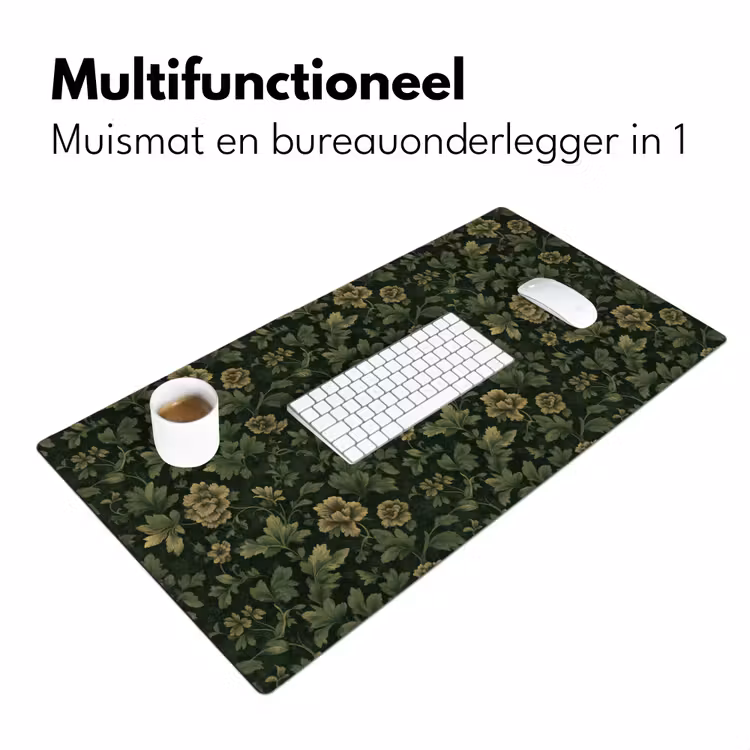 Donker - Groen - Goud - Botanisch Muismat XXL klein 681 -sfeer4