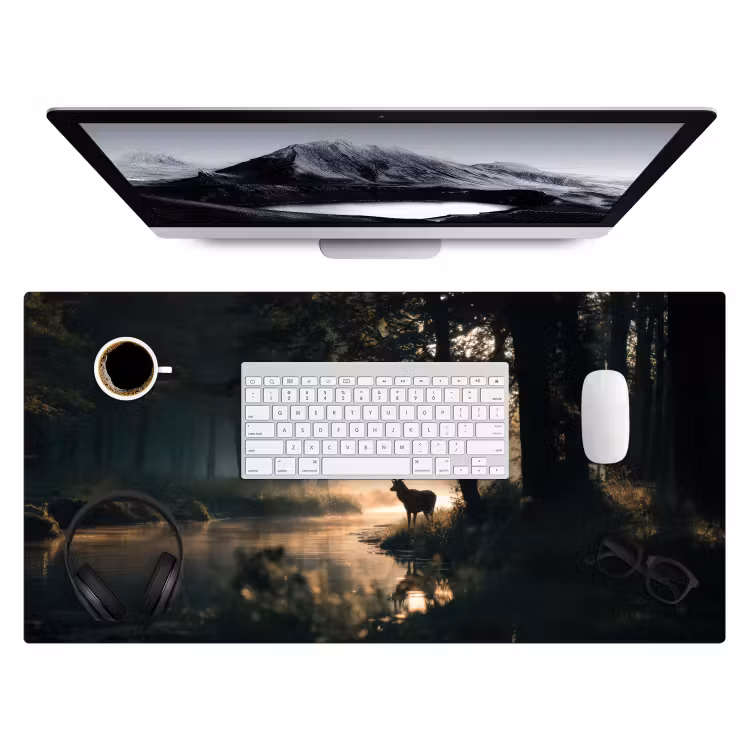 Hert - Bosbeek - Mystiek Muismat XXL klein -3d