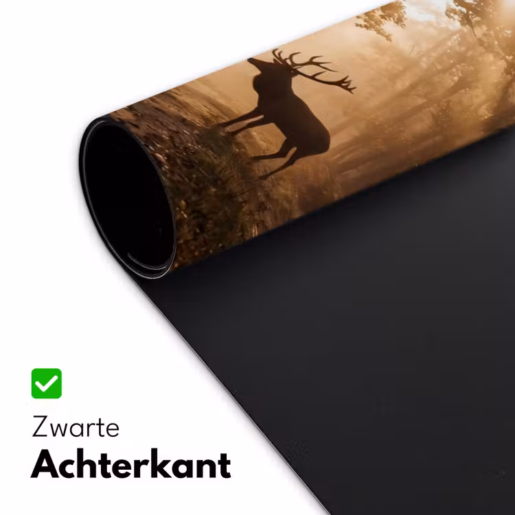 Hert - Bos - Mistig - Natuur - Goud Muismat XXL klein -sfeer2