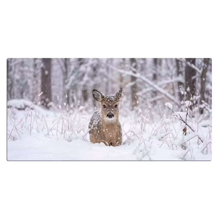 Hert - Sneeuw - Bos - Dieren - Vertederend Muismat XXL klein -3d_leeg