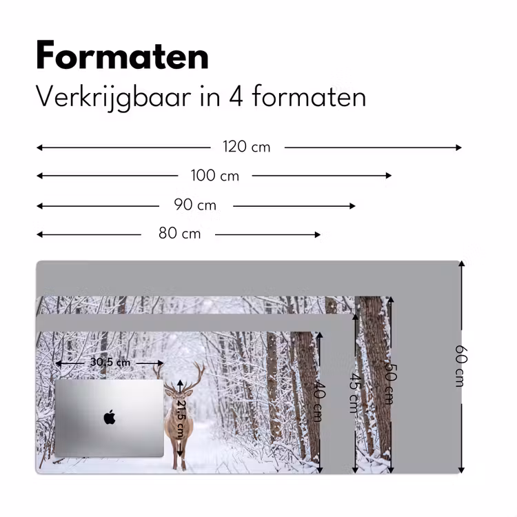 Hert - Winter - Bos - Natuur - Wit Muismat XXL klein -sfeer5