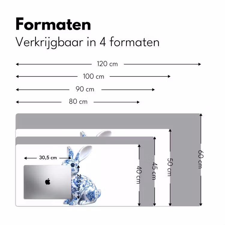 Delftsblauw - Haasje - Wit Muismat XXL klein -sfeer5