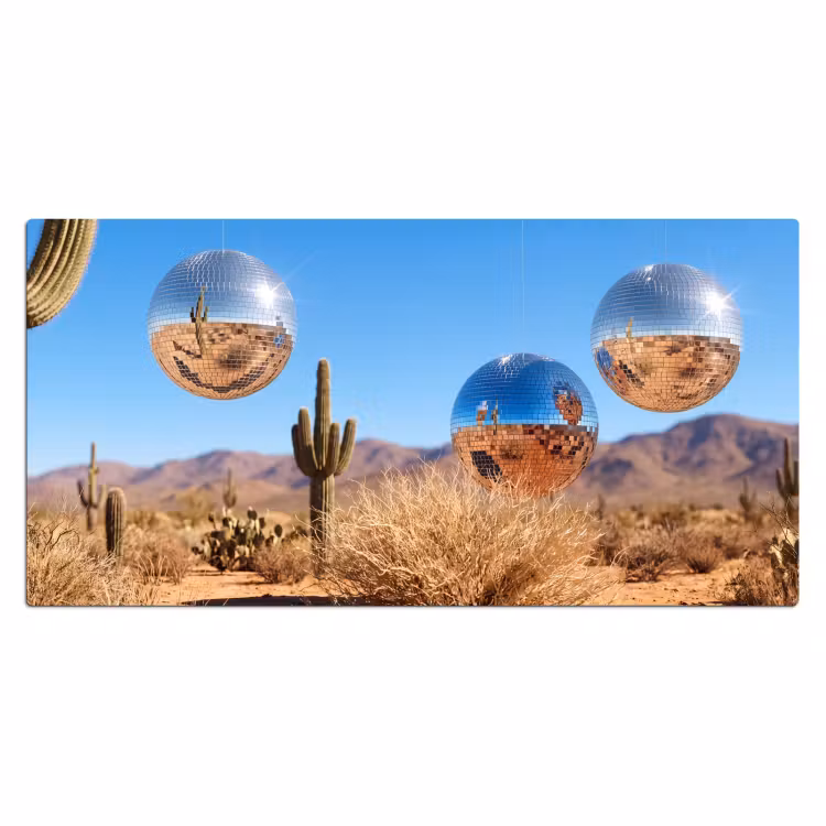 Desk Mat - Desert - Mirror Ball - Art - Woestijn - Spiegelbal - Kunst Muismat XXL klein