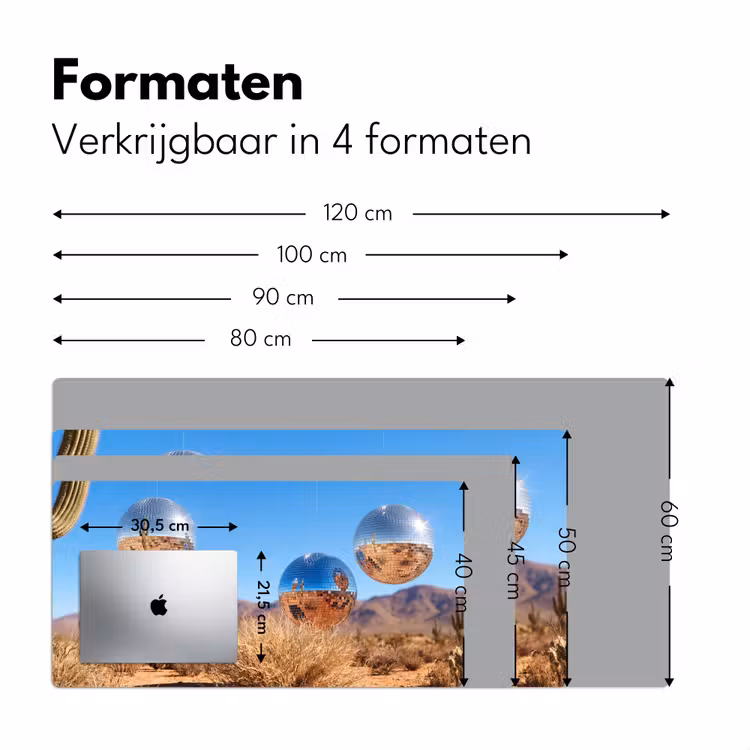 Desk Mat - Desert - Mirror Ball - Art - Woestijn - Spiegelbal - Kunst Muismat XXL klein