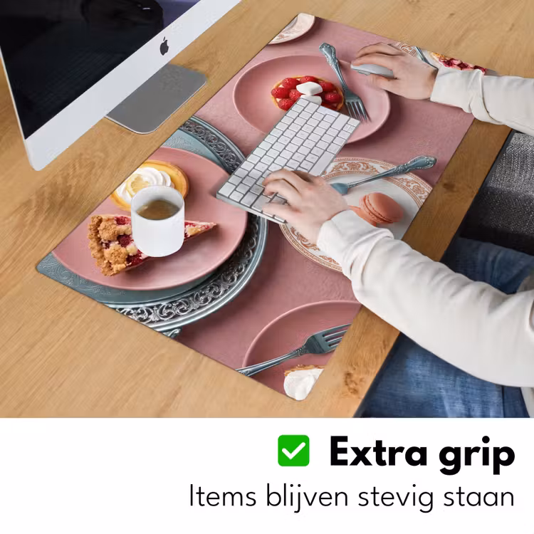 Dessert - Taart - Gebak - Zoet - Roze Muismat XXL klein -sfeer3